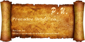 Preradov Urbána névjegykártya